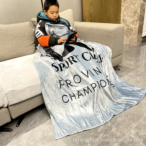 50*60inch polyester soft flannel fleece character print custom logo sports cheer blanket